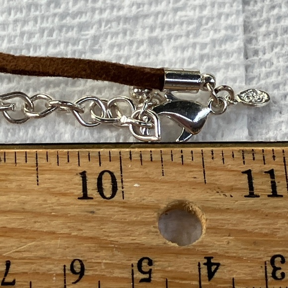 Sterling Silver Cross Pendant on Brown Leather Necklace - Picture 5 of 9